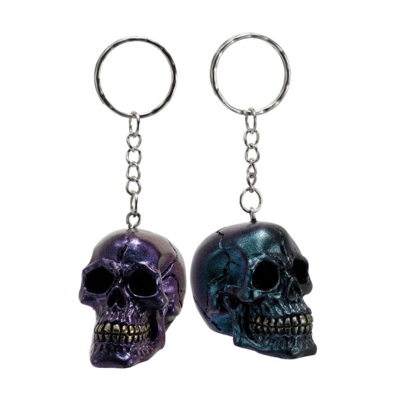 Porte-clé Skulls & Roses Effet Metallique à Couleurs Irisées