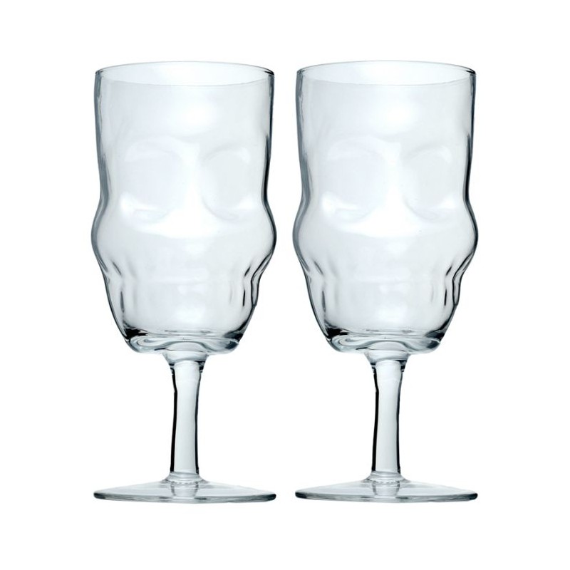 Lot de 2 Verres à Vin en Verre - Crâne