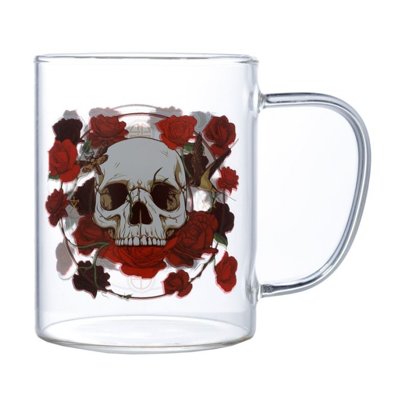 Mug en Verre Skull & Roses - Crâne