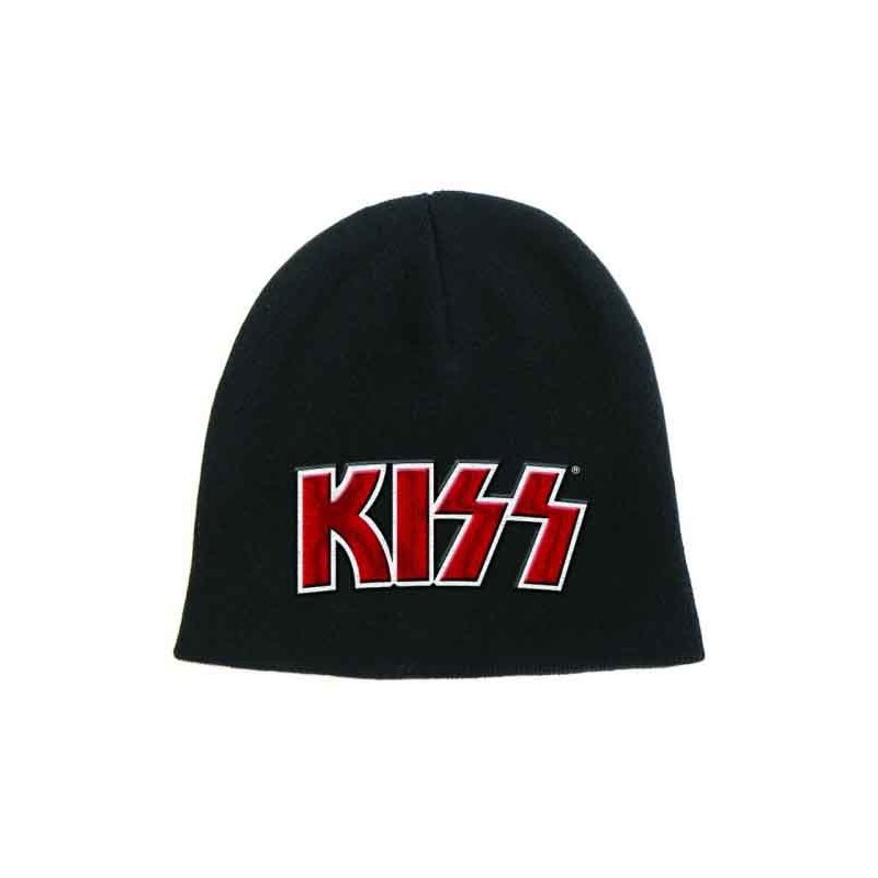 KISS Unisex Beanie Hat: Red on White Logo