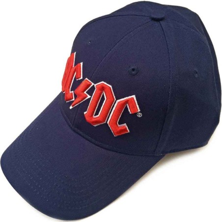 AC/DC Unisex Baseball Cap: Red Logo (Navy Blue)