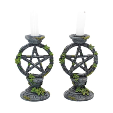 Wiccan Pentagram Candlesticks 15cm (Set of 2)