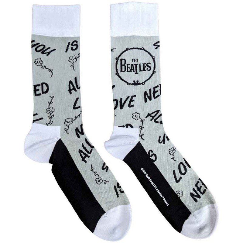 The Beatles Unisex Ankle Socks: All You Need Is Love & Drum (UK Size 7 - 11)