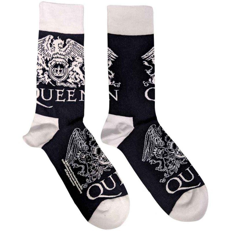 Queen Unisex Ankle Socks: White Crests (UK Size 7 - 11)