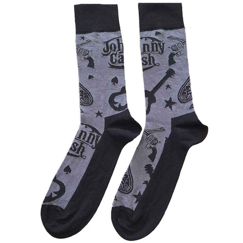 Johnny Cash Unisex Ankle Socks: Guitars 'n Guns (UK Size 7 - 11)