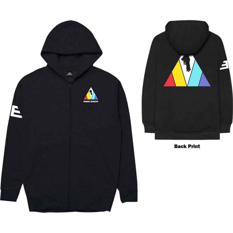 Imagine Dragons Unisex Zipped Hoodie: Triangle (Back Print)