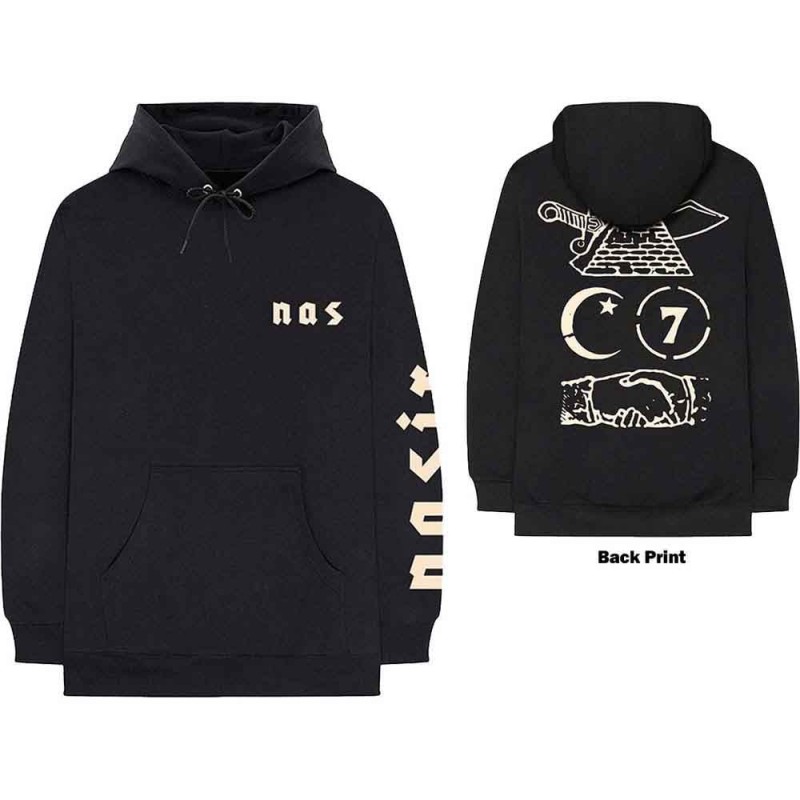 Nas Unisex Pullover Hoodie: Symbols (Back Print)