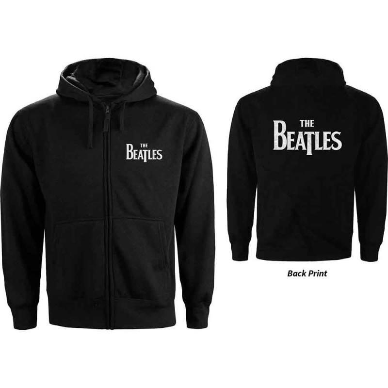 The Beatles Ladies Zipped Hoodie: Drop T Logo (Back Print)