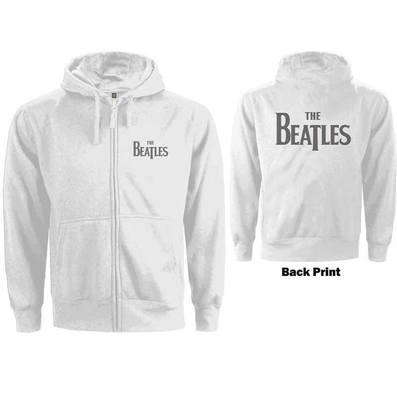 The Beatles Ladies Zipped Hoodie: Drop T Logo (Back Print)