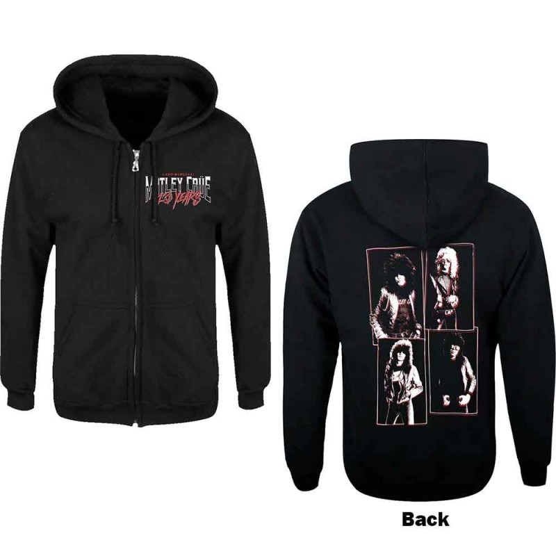 Motley Crue Unisex Zipped Hoodie: 40 Years (Back Print)