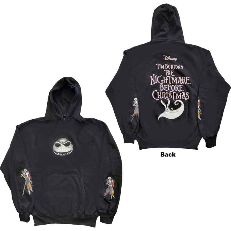 The Nightmare Before Christmas Unisex Pullover Hoodie: Jack & Sally Dancing (Back Print, Sleeve Print)