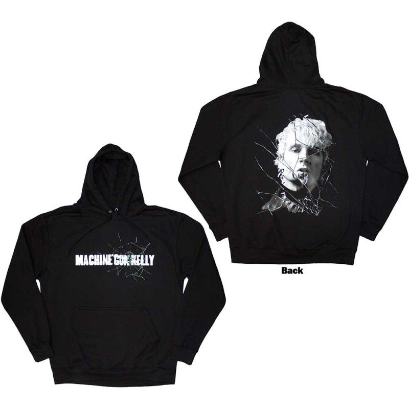 Machine Gun Kelly Unisex Pullover Hoodie: Cracked Glass (Back Print)