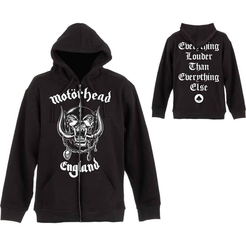 Motorhead Unisex Zipped Hoodie: England (Back Print)