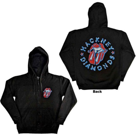 The Rolling Stones Unisex Zipped Hoodie: Hackney Diamonds Stars (Back Print)